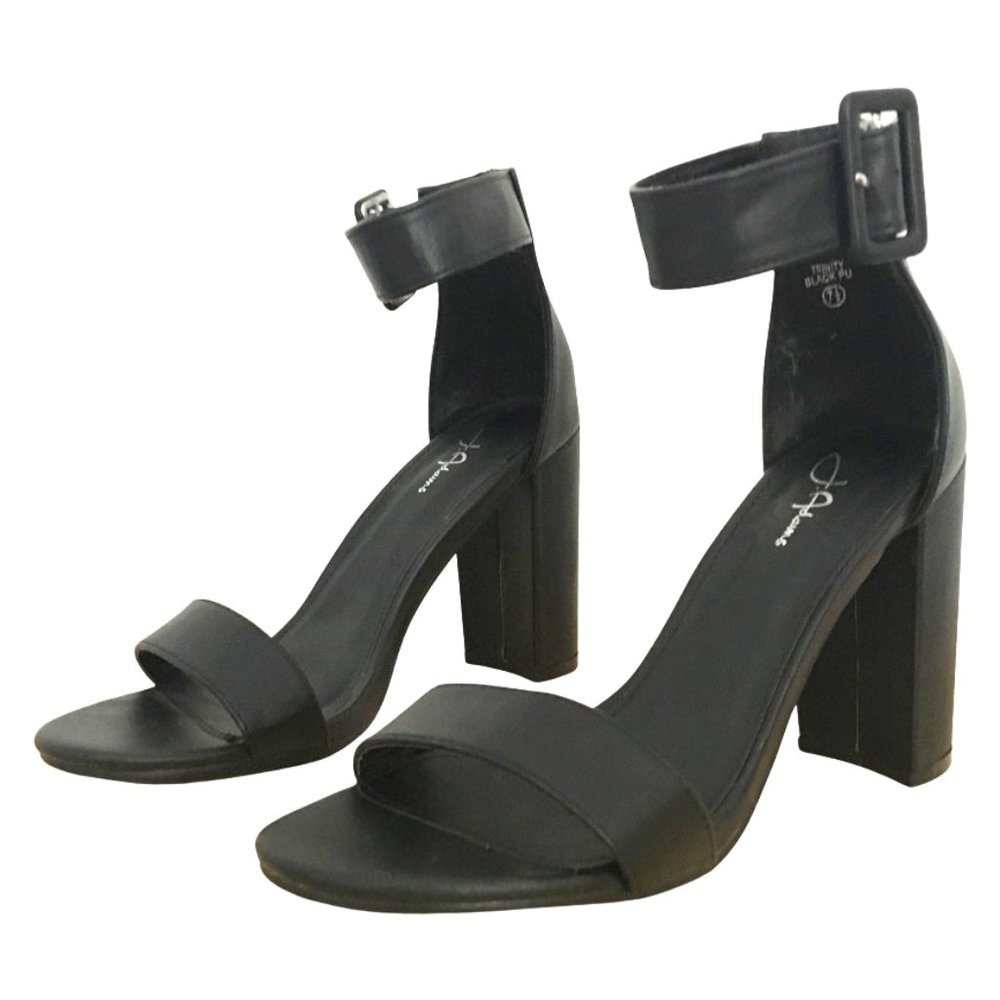 J.Adams Black Ankle Strap Dress Open Toe High Heel